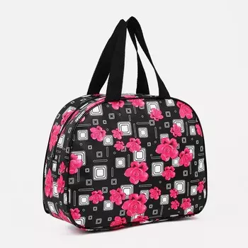 Косметичка на молнии, цвет черный/розовый