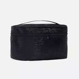 Косметичка-сундучок на молнии, на подкладке, с ручкой, зеркалом, черная