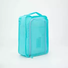 Косметичка дорожная на молнии, с ручкой, с карманом, голубая