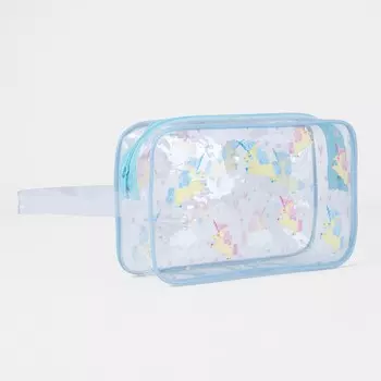 Косметичка на молнии, цвет голубой