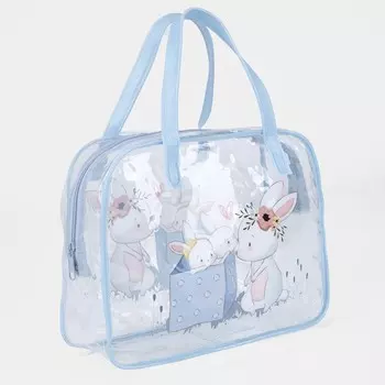 Косметичка-сумка на молнии, с ручками, для бассейна, с принтом, голубая