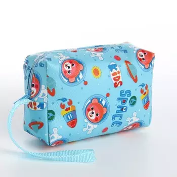 Косметичка-футляр женская с ручкой, объемная, маленькая, для прокладок, косметики, лекарств, голубая/разноцветная
