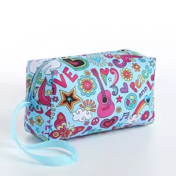 Косметичка-футляр женская с ручкой, объемная, маленькая, для косметики, лекарств, прокладок, голубая