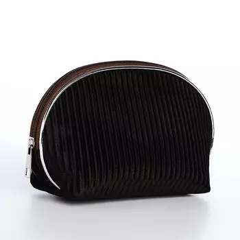 Косметичка на молнии женская, с подкладкой, вельветовая, коричневая