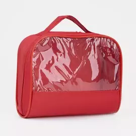 Косметичка на молнии, с ручкой, цвет красный