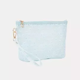 Косметичка на молнии, цвет матовый голубой