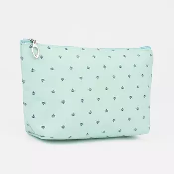 Косметичка простая на молнии, средний размер, с паттерном, зеленая