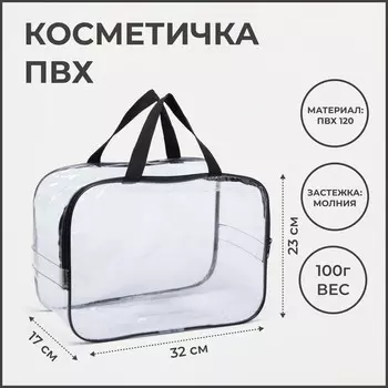 Косметичка на молнии, цвет прозрачный/черный