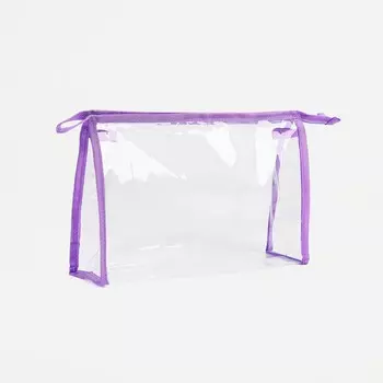 Косметичка на молнии, цвет прозрачный/сиреневый