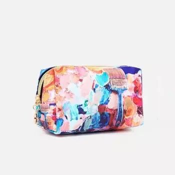 Косметичка-футляр женская с ручкой, объемная, маленькая, для косметики, лекарств, прокладок, розовая/разноцветная