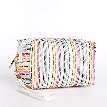Косметичка дорожная на молнии, с ручкой, с подкладкой, белая/разноцветная