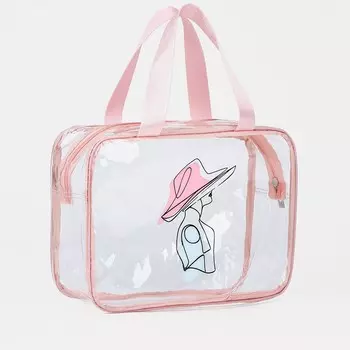 Косметичка на молнии, цвет розовый