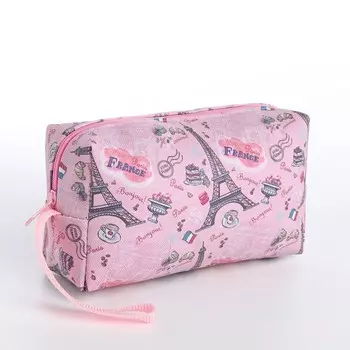 Косметичка-футляр женская с ручкой, объемная, маленькая, для косметики, лекарств, прокладок, нежно-розовая