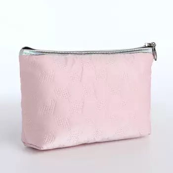 Косметичка на молнии простая, мягкая, розовая