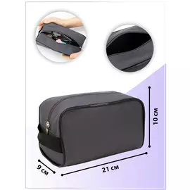 Косметичка на молнии мужская, с ручкой, серая