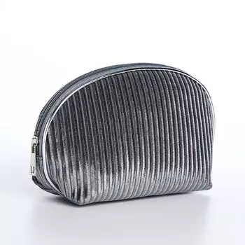 Косметичка на молнии женская, с подкладкой, вельветовая, серая