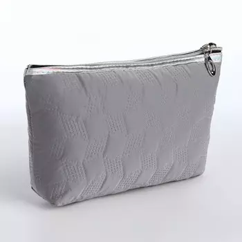 Косметичка на молнии простая, мягкая, серая