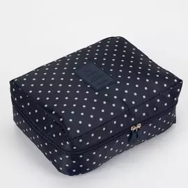 Косметичка-органайзер дорожная на молнии, с карманами, в мелкий горох, темно-синяя