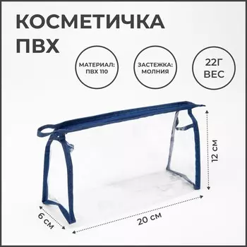 Косметичка на молнии, цвет синий