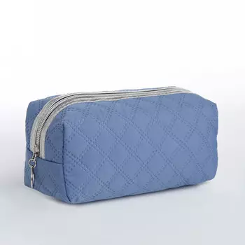 Косметичка на молнии женская, маленькая, синяя