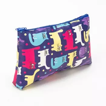 Косметичка на молнии, цвет синий/разноцветный