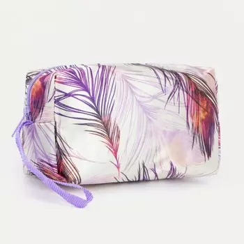 Косметичка-футляр маленькая, с ручкой, для косметики, лекарств, прокладок, сиреневая/белая