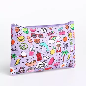 Косметичка на молнии, цвет сиреневый