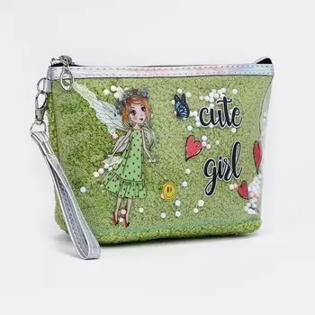 Косметичка на молнии, цвет зеленый