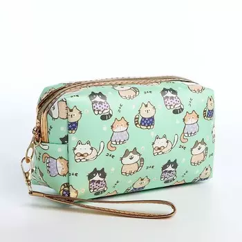 Косметичка на молнии, цвет зеленый