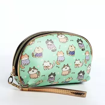 Косметичка на молнии, цвет зеленый