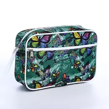 Косметичка на молнии, цвет зеленый