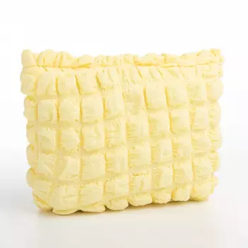 Косметичка на молнии простая, большая, мягкая, желтая