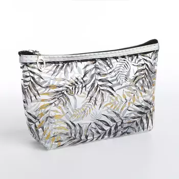 Косметичка на молнии для бассейна, с растительным принтом желтая/черная/прозрачная