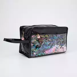 Косметичка на молнии, наружный карман, цвет чёрный