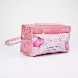 Косметичка на молнии, наружный карман, цвет розовый