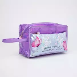 Косметичка на молнии, наружный карман, цвет сиреневый