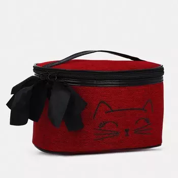 Косметичка на молнии, с ручкой, цвет бордовый