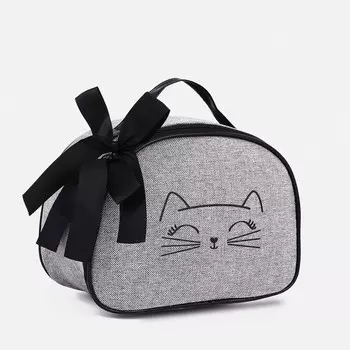 Косметичка на молнии, с подкладом, цвет серый