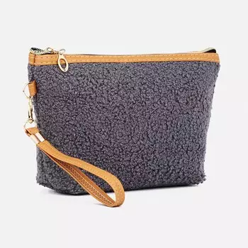 Косметичка на молнии, с ручкой, цвет серый