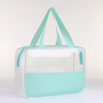 Косметичка на молнии, с ручками, цвет зеленый