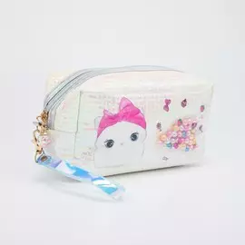 Косметичка на молнии, с ручкой, цвет белый