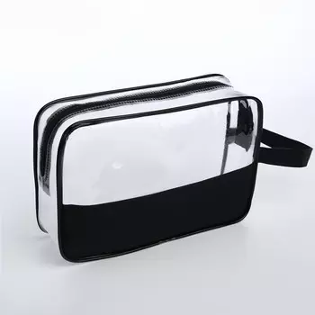 Косметичка на молнии, с ручкой, цвет черный