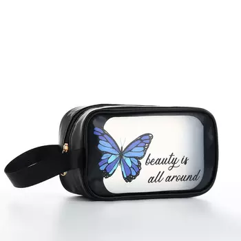 Косметичка на молнии, с ручкой, цвет черный