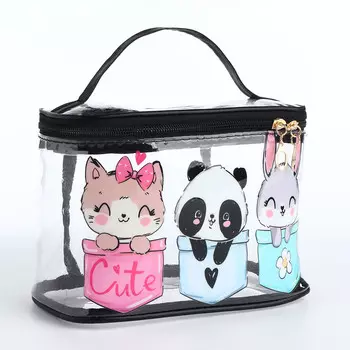 Косметичка на молнии, с ручкой, цвет черный