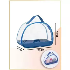 Косметичка на молнии, цвет голубой/прозрачный