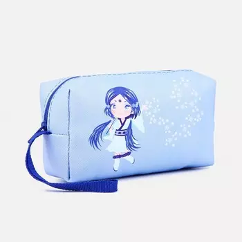 Косметичка на молнии, с ручкой, маленькая, с рисунком