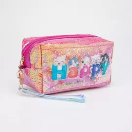 Косметичка на молнии, с ручкой, цвет малиновый