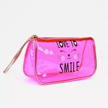 Косметичка на молнии, с ручкой, цвет малиновый