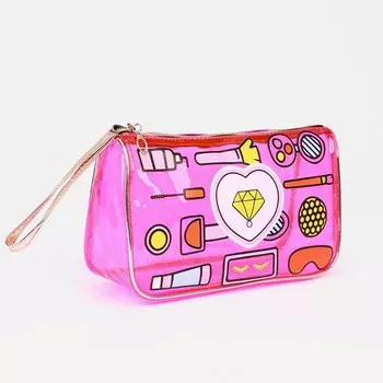 Косметичка на молнии, с ручкой, цвет малиновый