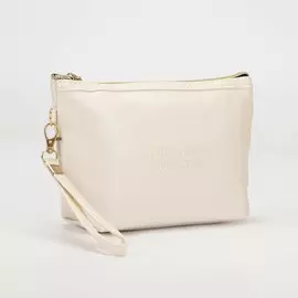 Косметичка на молнии, с ручкой, цвет молочный